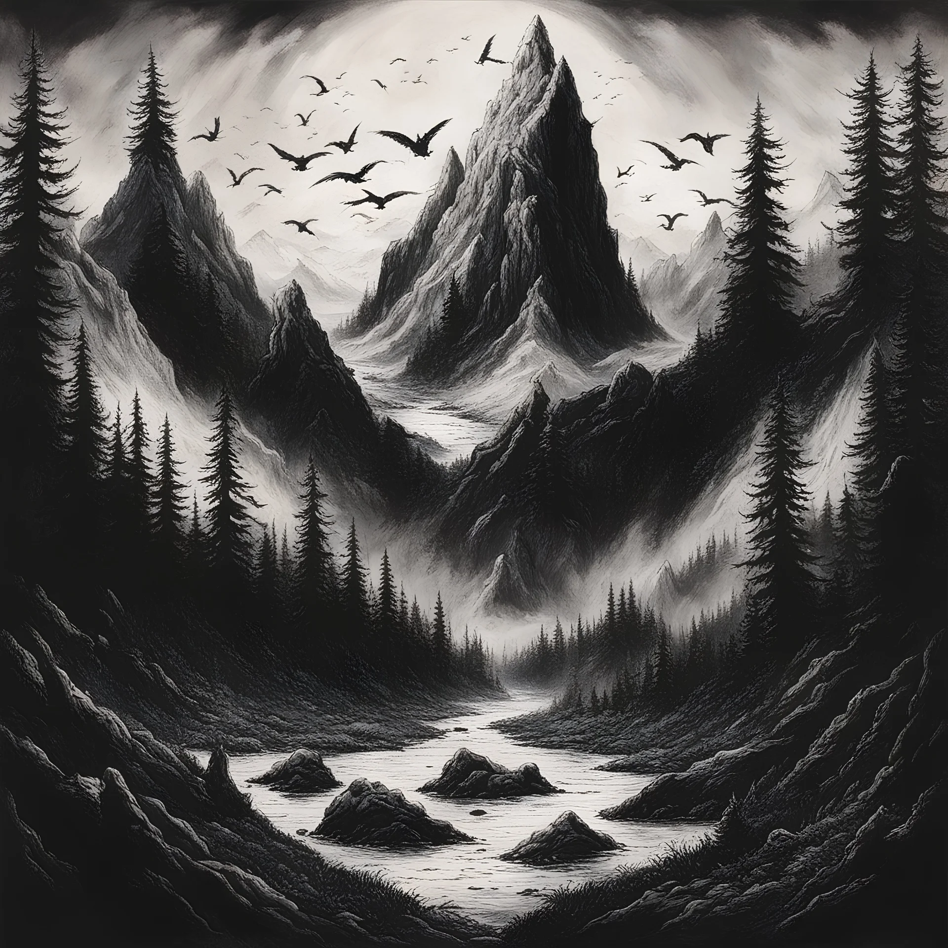 a black metal album art depicting freedom in the wilderness