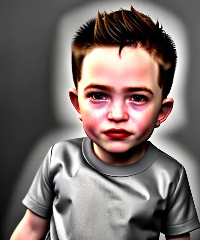 Robert pattinson toddler, full body, soft skin, dramatic lighting, hyper realistic