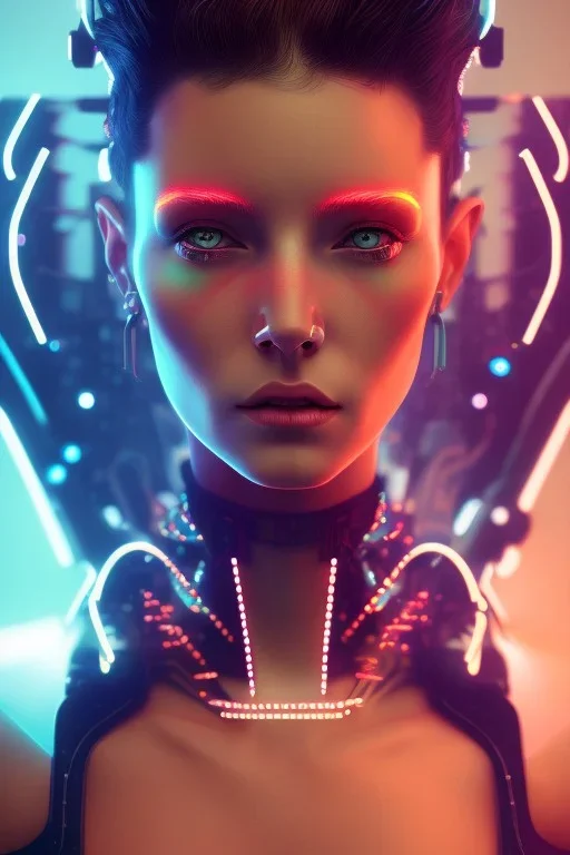 cyberpunk, head, women, portrai, tron