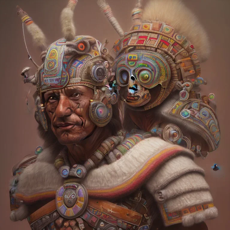 Inca warrior, aztec, rich deep colors masterpiece, sMartin Wittfooth, Luigi Spano, Mandy Jurgens, stellar photography, No skin, muscles showing, flesh, human face anatomy, Close-up, Portrait, Photorealism, crumbles into pieces, Melancholie, Lumen Reflections, Photojournalism, , rich details, ultra-HD