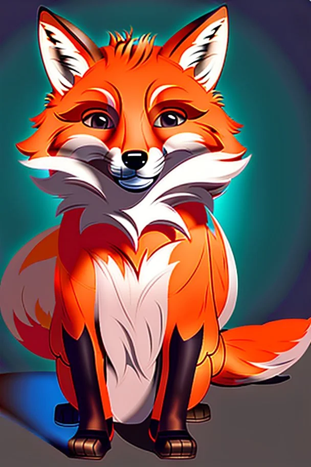 Fox character dressed in tech clothing in orange