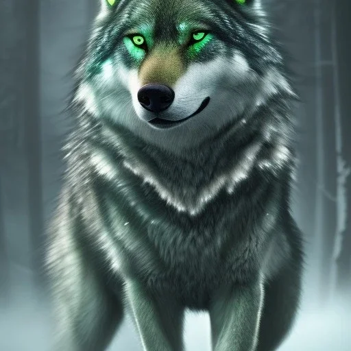 Green Wolf, 8K, cinematic lighting, sharp focus, masterpiece, expert