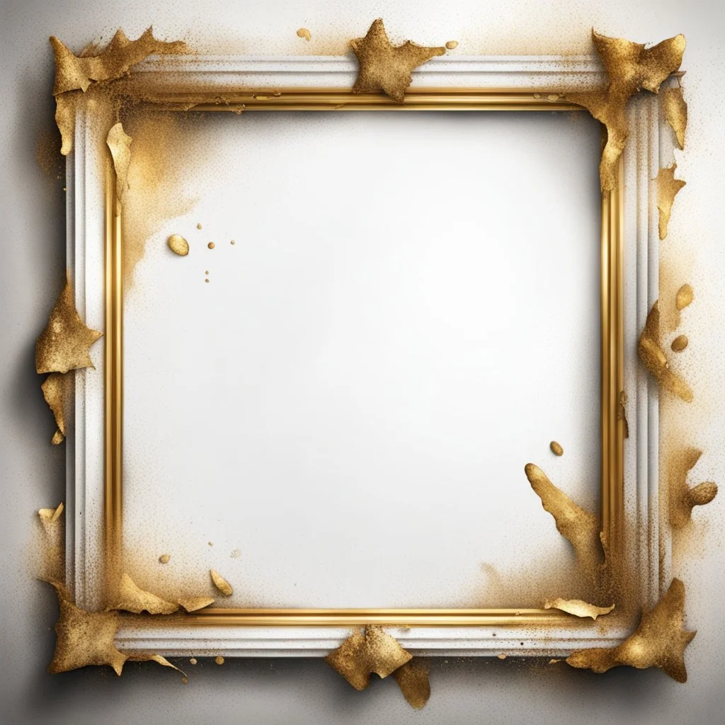 Hyper Realistic White, & Golden Grungy-Thick-Frame-Background