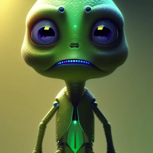 Concept art of Little alien (Pixar art style)++, highly detailed, digital painting, art stations, concept art, smooth, unreal engine 5, god rays, ray tracing, RTX, nanite polygons, lumen lighting, ultra detail, volumetric lighting, 3d, detailed anime, finely drawn, high definition, high resolution, cartoon [ animation, cartoon, drawing, painting, low res, cropped, watermark, jpeg artifacts, low quality, normal quality, bad anatomy, text error, worst quality, blurry thousan