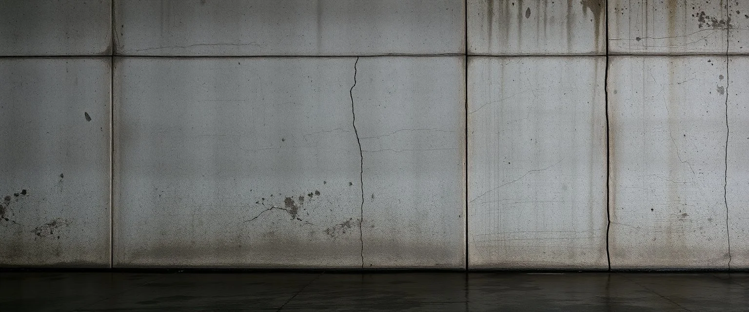 background of wall(wet textured concrete, gray, old, cracked, stained) from underground parking, hong kong style