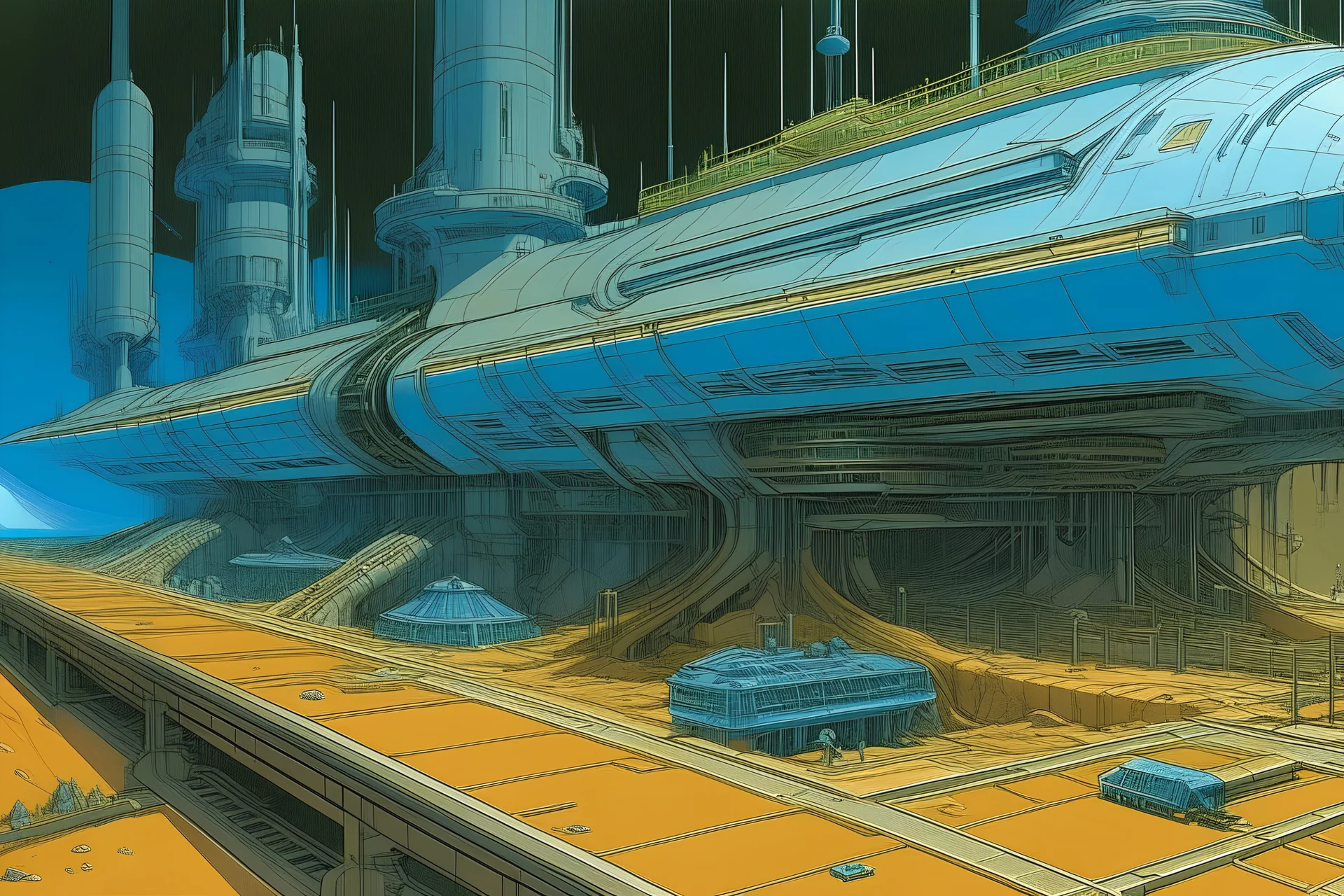 underground technologic base, by moebius