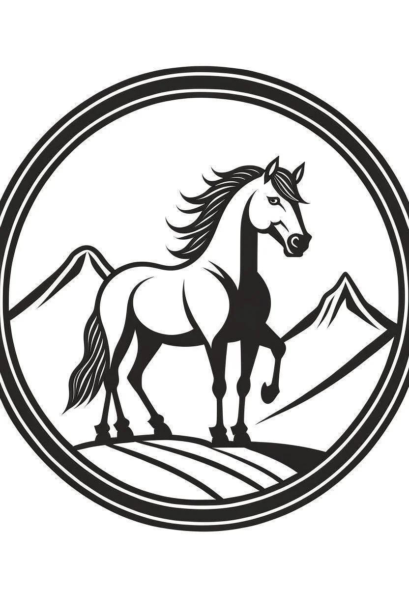 Horse and mountain range graphic logo