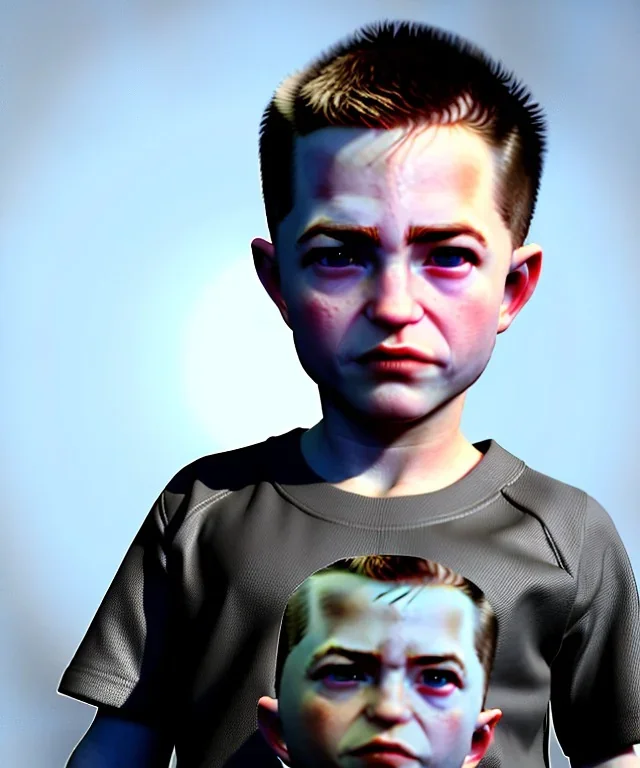 Robert pattinson toddler, full height, soft skin, dramatic lighting, hyper realistic