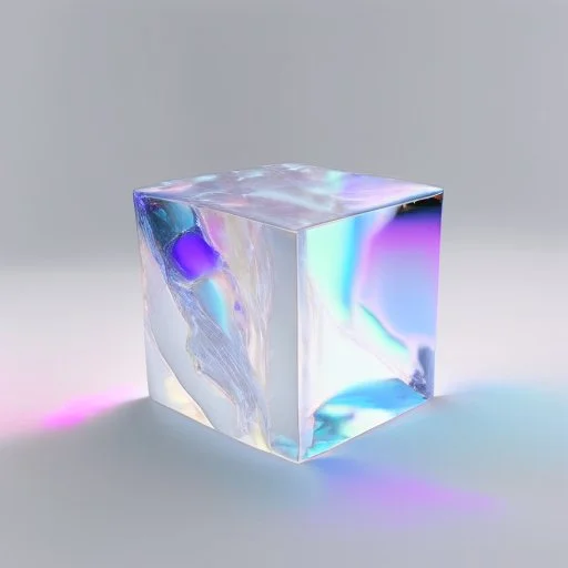 3d holographic marble square isolated on infinite white background, glow, glass effect, 4k. sober. fintech