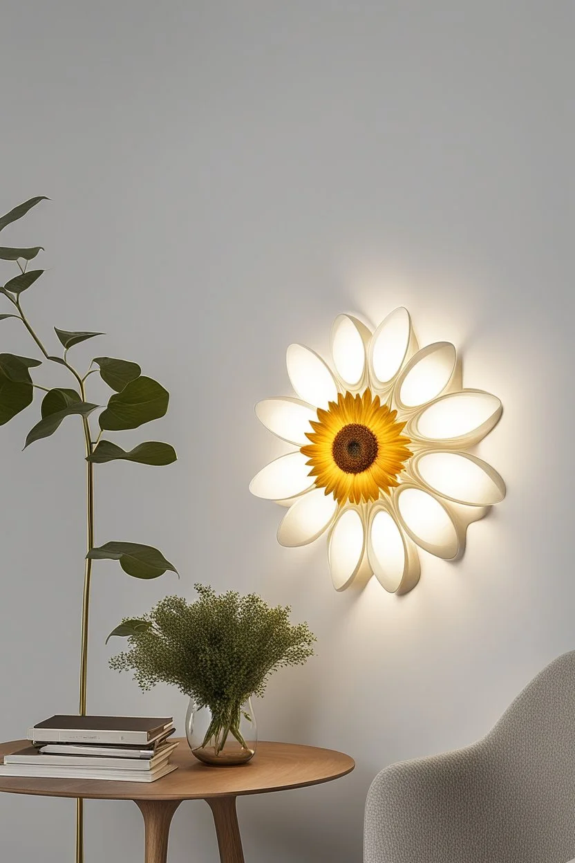 Wall lamp inspired by sunflower , organic form