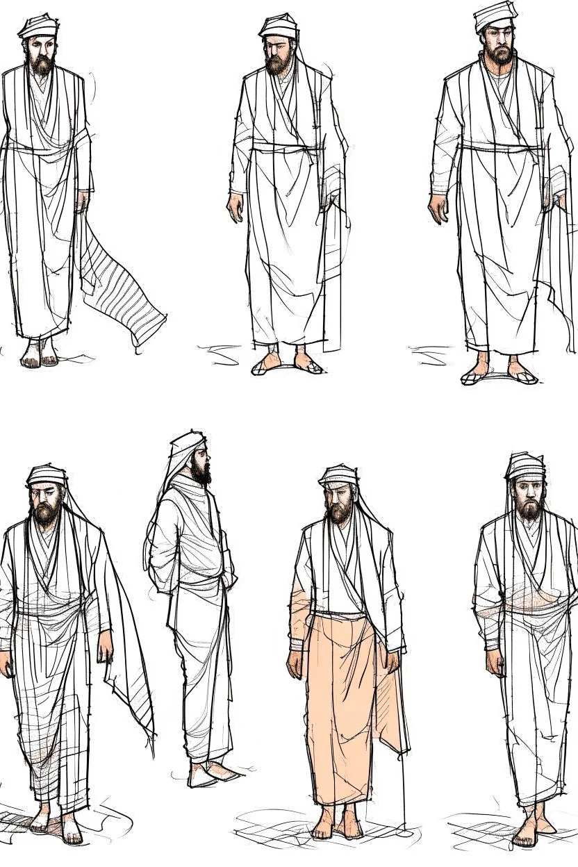 Sketches drawing the figure of an Arab man