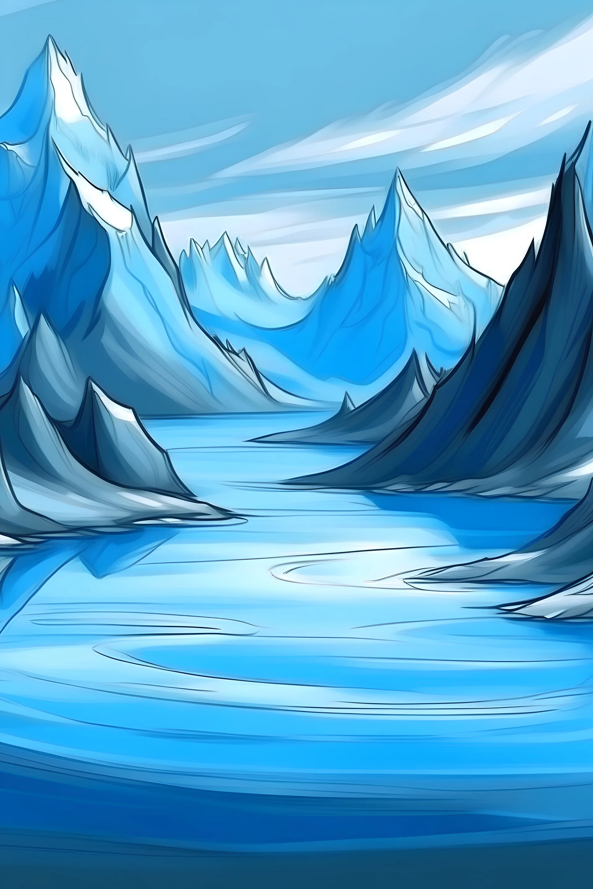 Draw the glacial melting in a realistic style