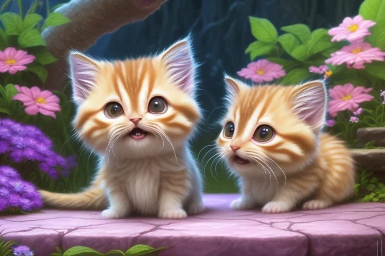 pixar style, volumetric garden environment and background, realistic painting of a cute tabby munchkin shorthair kitten laying on the ground, looking excited, detailed digital painting, extreme dense and fine fur, anime, ornate, colour-washed colors, elegant, small minutiae, tiny features, particulars, centered, smooth, sharp focus, renderman gofur render, 8k, uhd, detailed eyes, realistic shaded volumetric lighting, sunlight caustics, backlight, centered camera view, fur-tastic art by sam curry