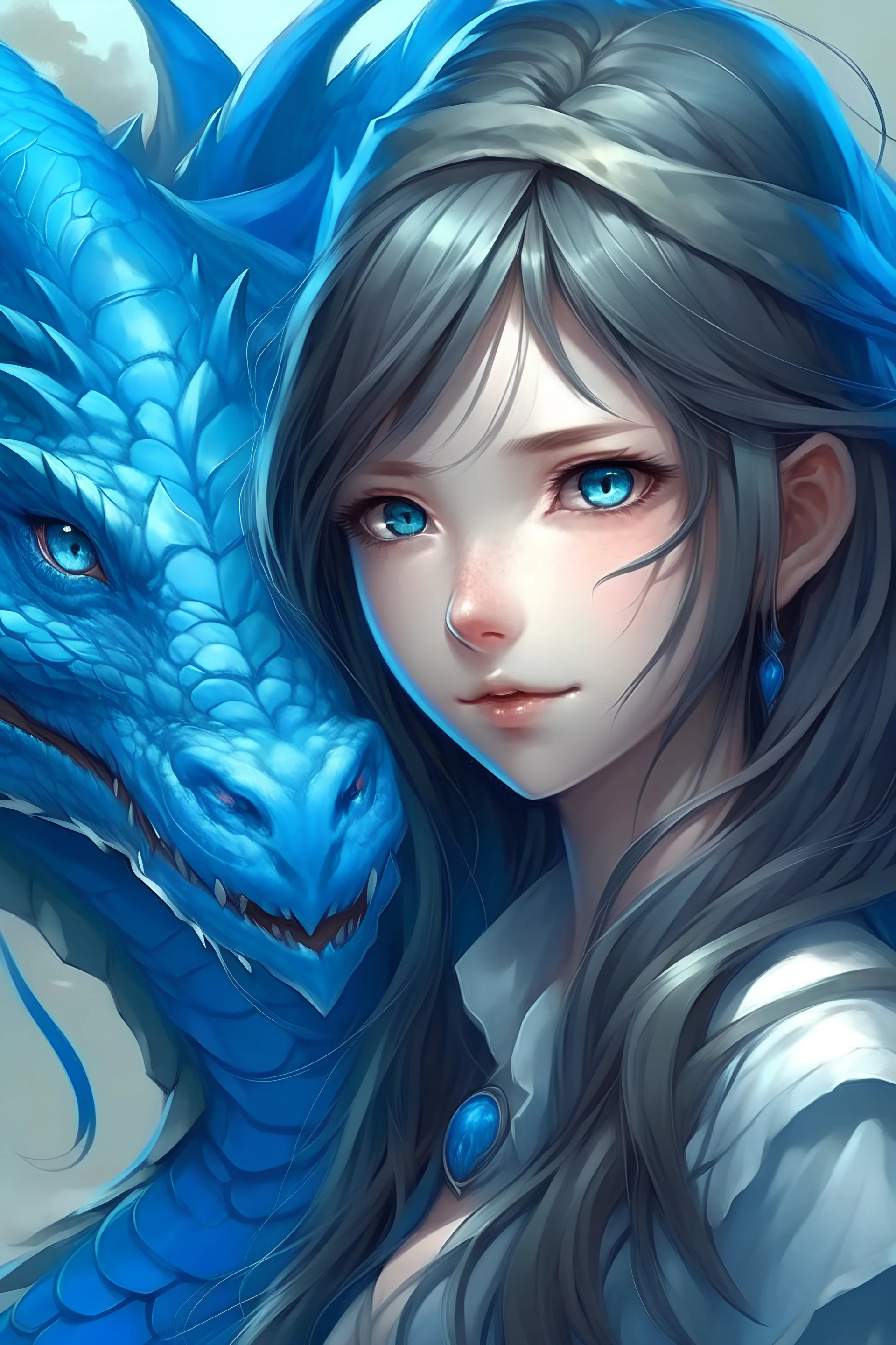 Dragon girl with blue eyea