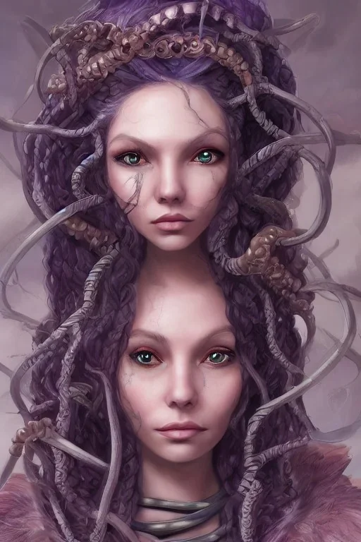 Beautiful D&D character portrait, photorealistic, Medusa With Coaxial Cables Growing Out of Her Scalp, dark fantasy, detailed, realistic face, digital portrait, skin-tight robe Fiverr DnD character Reisha Perlmutter WLOP Artgerm, Kuvshinov, artstation, HD, octane render Cyberprep AbstractTech Holosexual Technozen AncientEgypt beautiful perfect a masterpiece perfectly centered subject