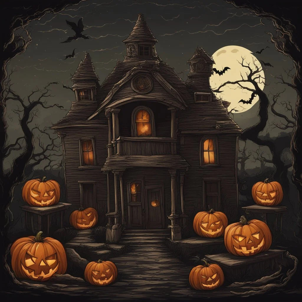 Background for an old school in Halloween style