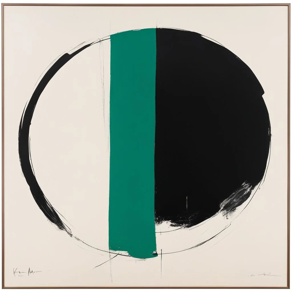 A minimal monotype by Robert Motherwell (1915-1991) made in 1976. The artist was one of the revered abstract expressionist painters of his time, the youngest in the New York School