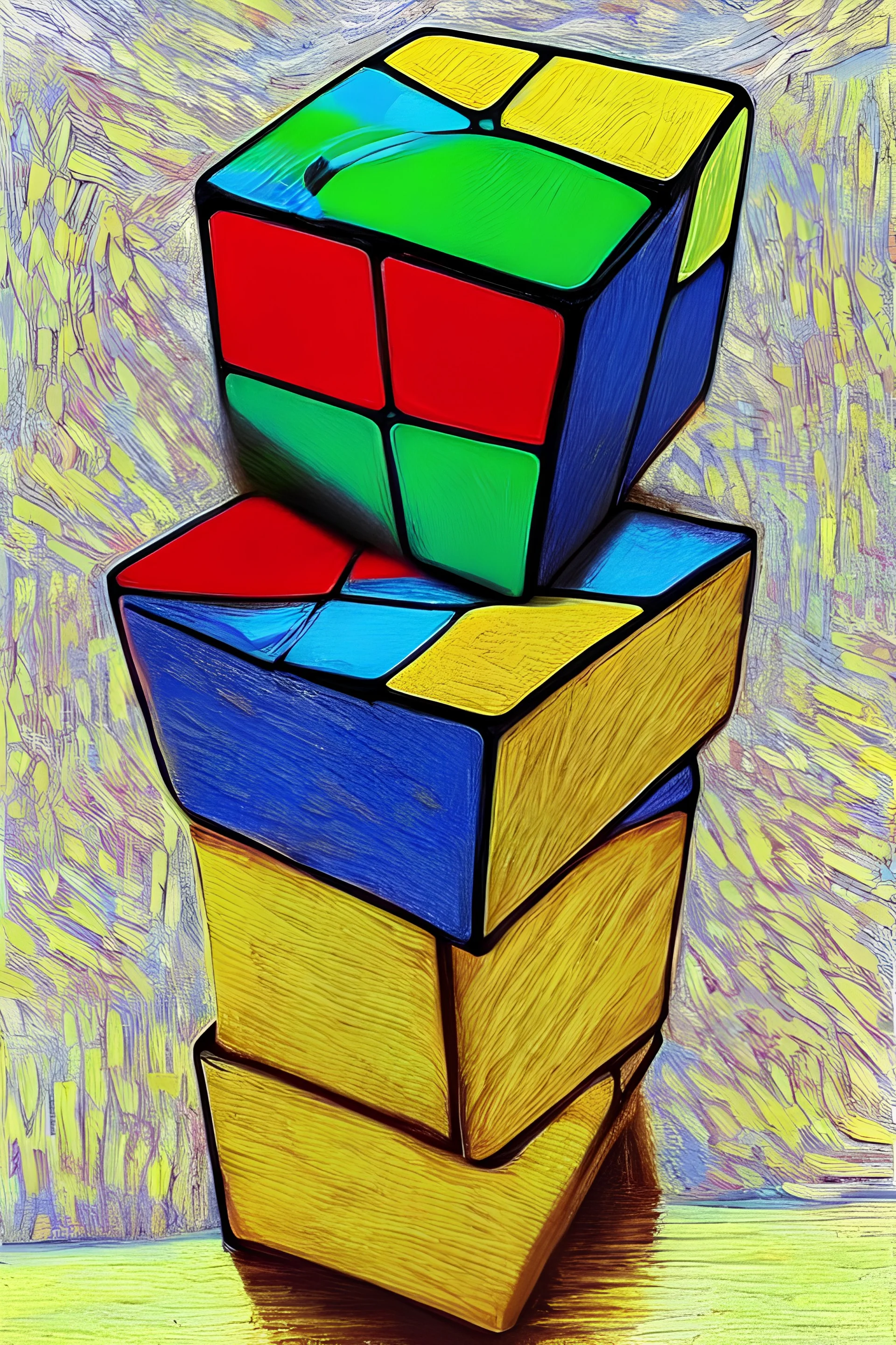Rubik's cube in the style of van gogh