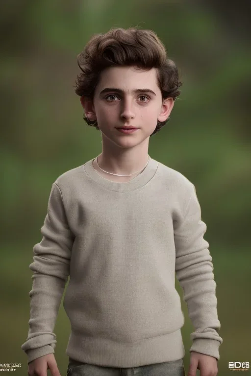 Timothee chalamet toddler, full body, jump, bokeh, hyper realistic