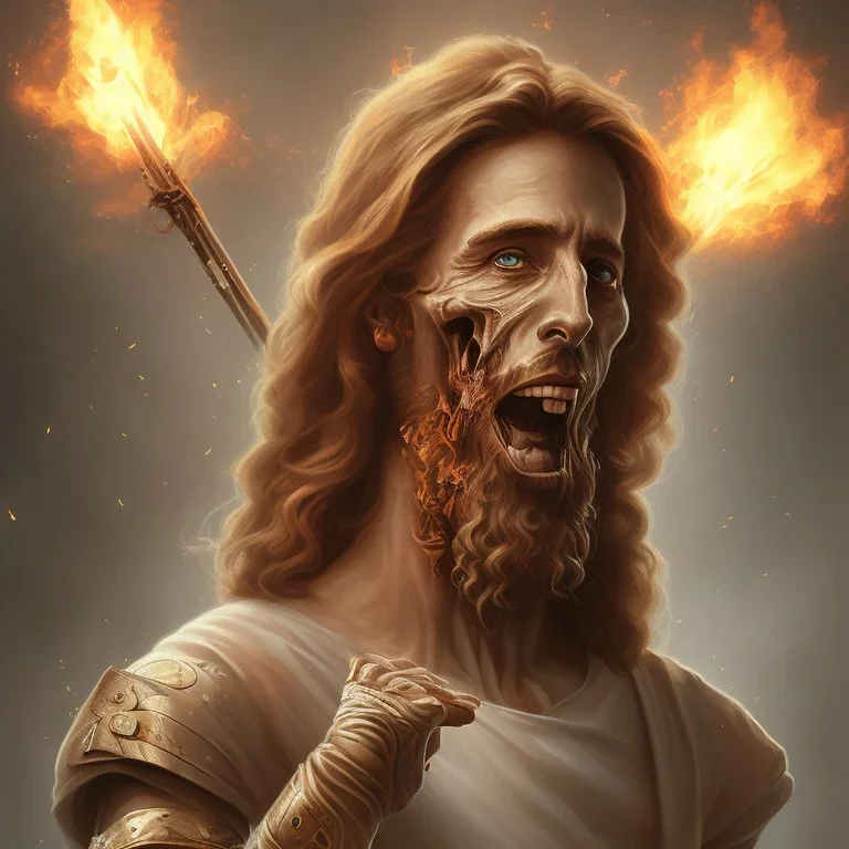 Jesus zombie lance-flammes