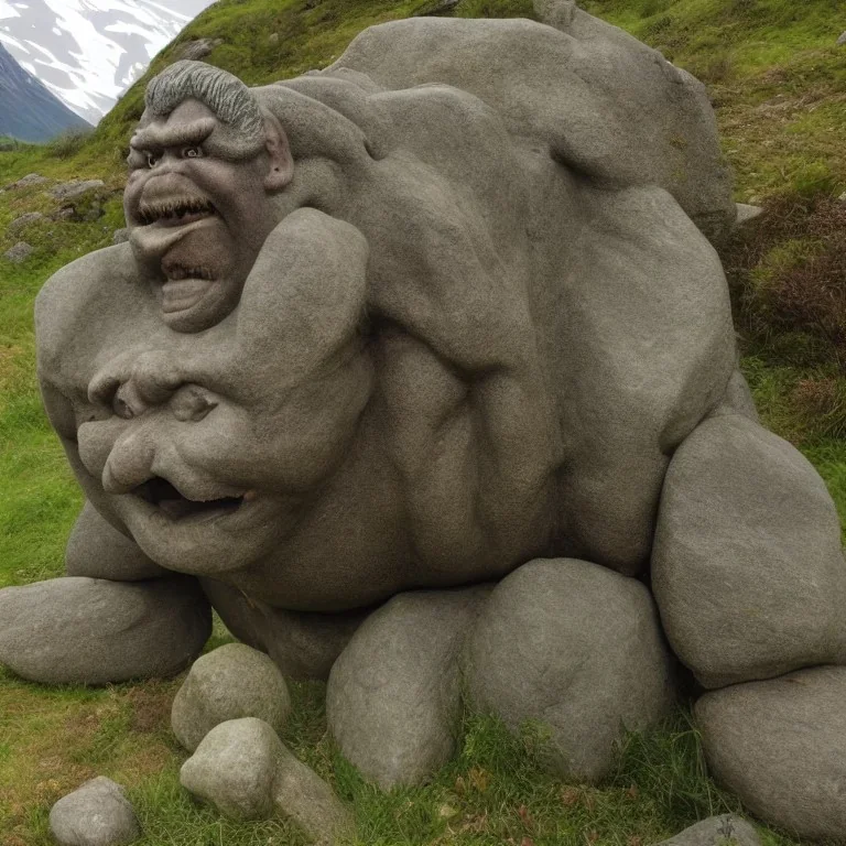 A realistic norwegian stone troll ; stable ai