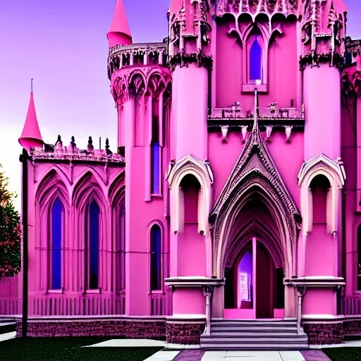 concept art, concept design, neogothic palace, neo gothic, aesteric, pink walls, pink exterior, glass exterior