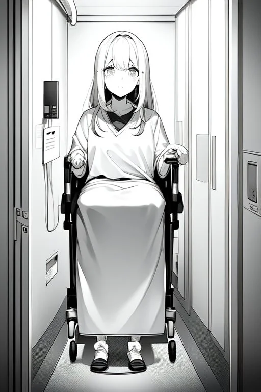 hospital patient room, greyscale