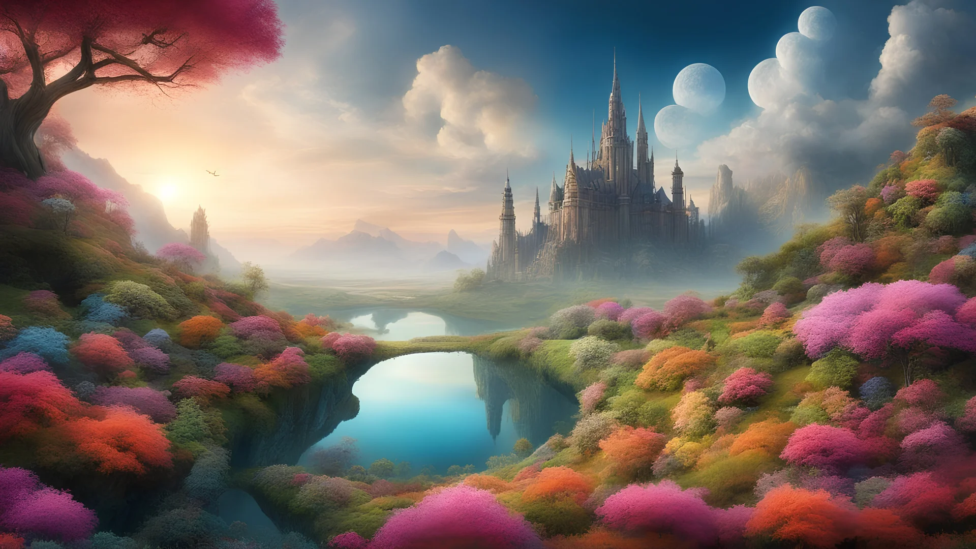 A surreal dreamscape where reality blends with imagination, fantasy, award-winning photograph, realistic, beautiful composition, natural colors, highly detailed, inspiring, beauty, peace, joy, happiness, fantasy, wow