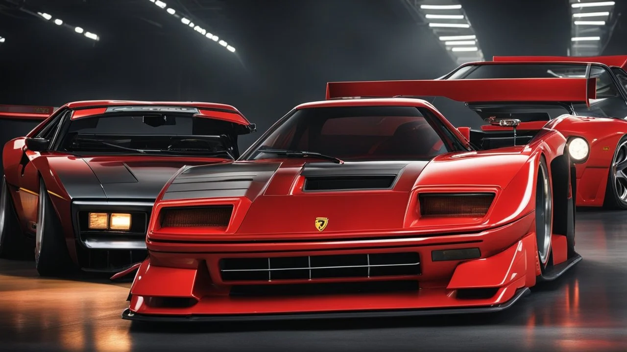 dodge charger 7th generation merged with ferrari f40 merged, desktop wallpaper, 4K, Cinematic