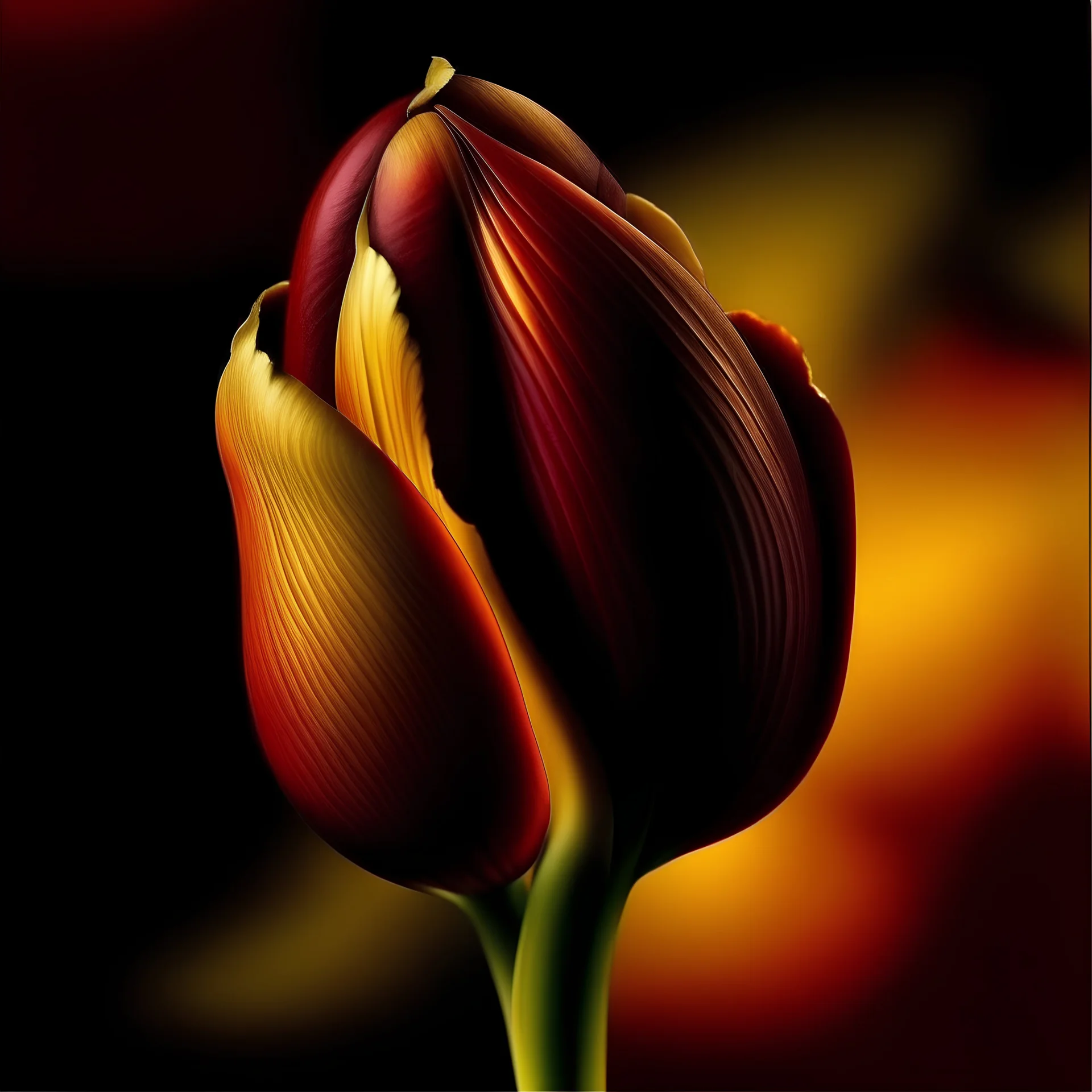 Create colour rainbow tulip dark gold background