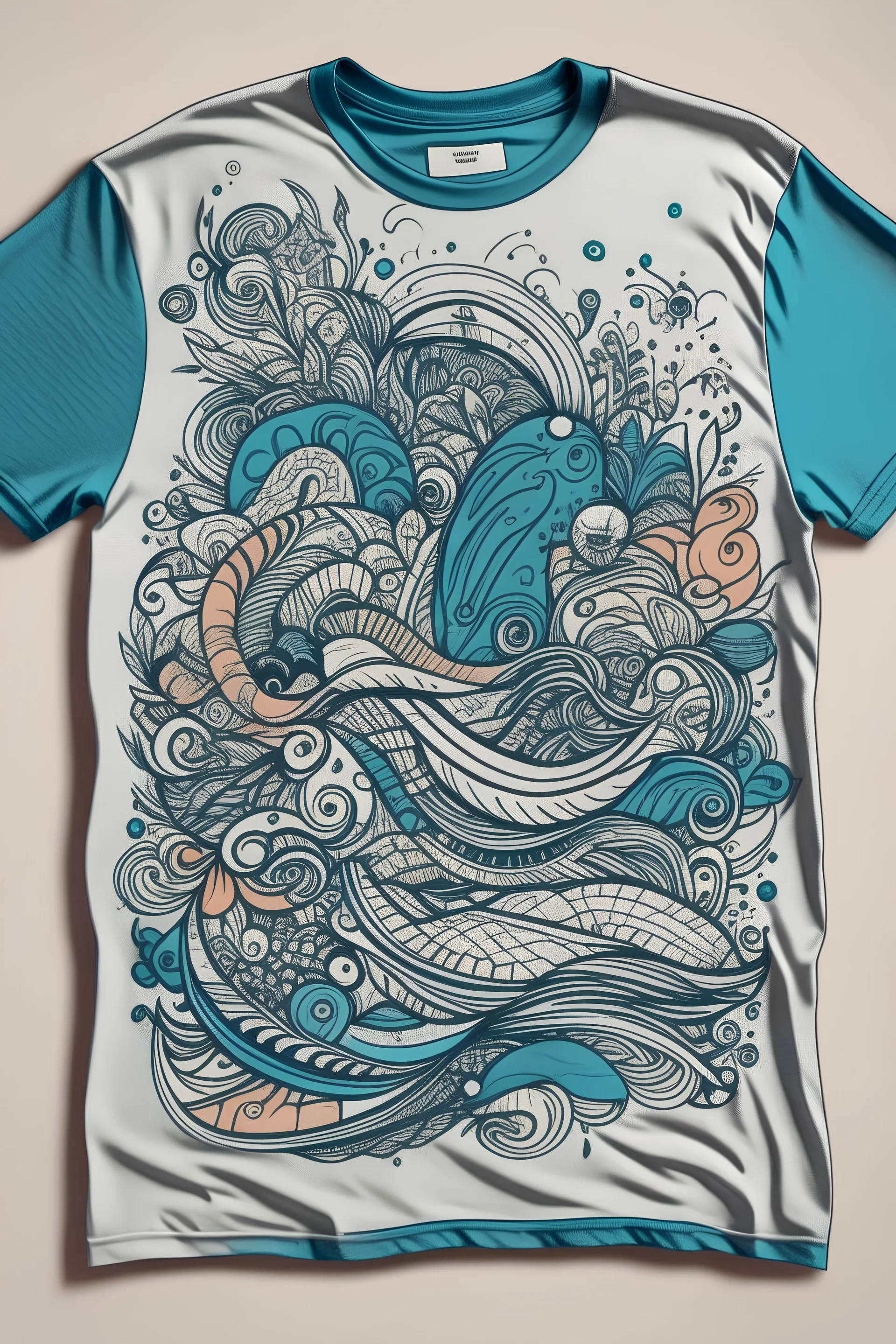 Collaborate with a local artist to create a T-shirt featuring a blend of abstract doodles and intricate patterns. The doodles can form a unique shape or symbol that reflects individuality.