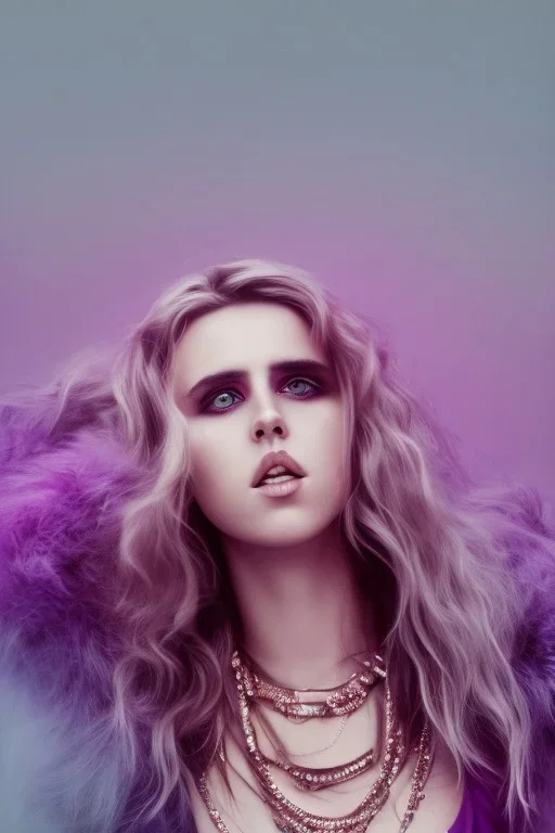 danish singer mø,purple tones, high light ,