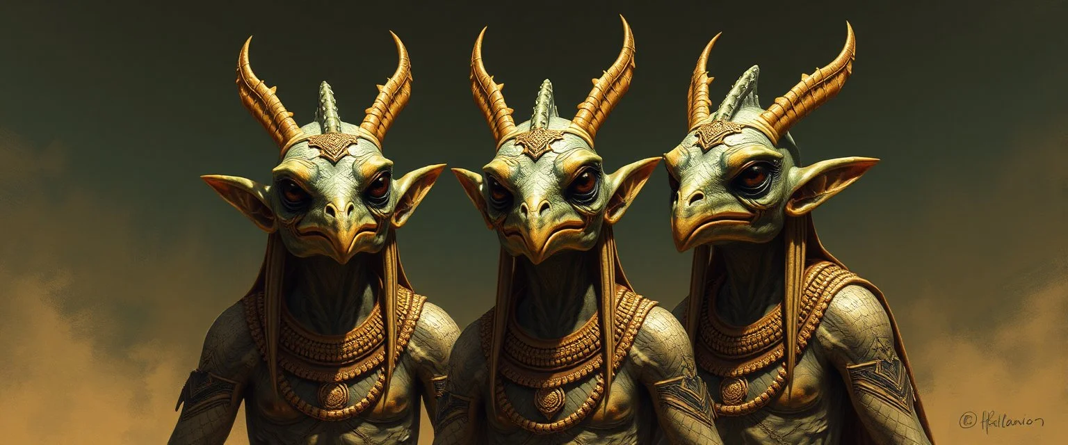 realistic rendering Portrait of the gremlin Apkallu sages who were sent by the god Ea to teach civilization to humanity before the flood. They were depicted as half-human and half-fish or bird, and were associated with wisdom, magic, and culture.