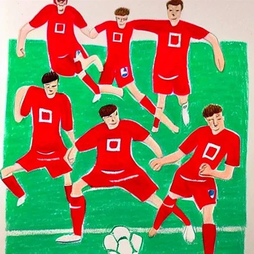 Drawing of swiss football team in the style of Matisse