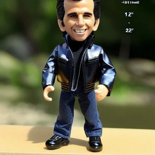 figure smile "the fonz" Fonzie arthur fonzarelli young greaser jacket winkler toy doll face boot (plastic black hair) full body in package (two thumbsup) 2022