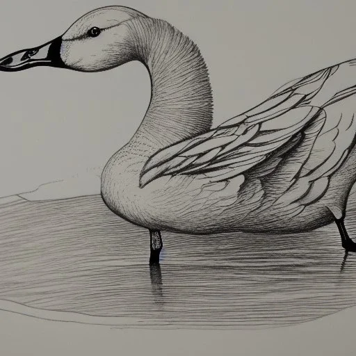 line drawing of a snow goose