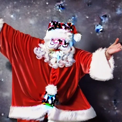 wings, freaky Santa with wings, laughing, flying, wings