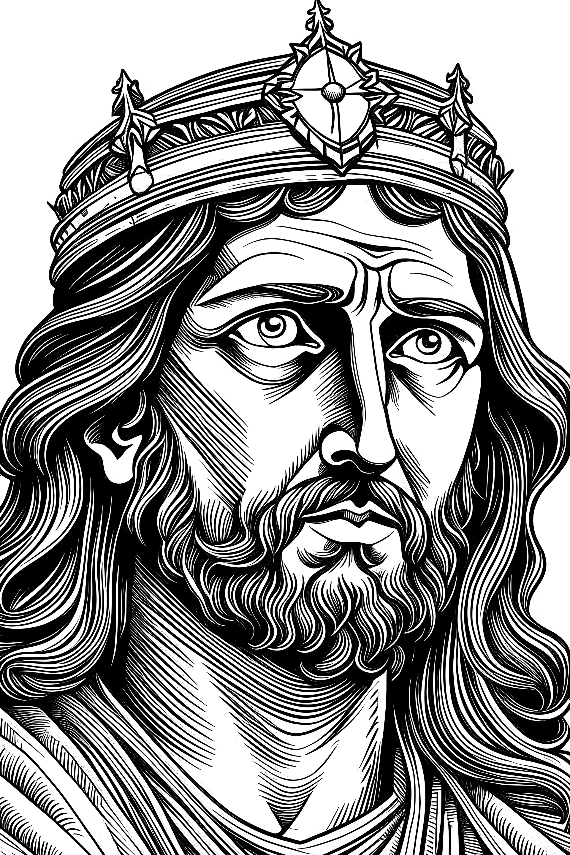 King Jesus 2d in black and white for laser engraving