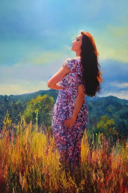 Full body portrait, painting, medium shot lady style of Close to the Sun