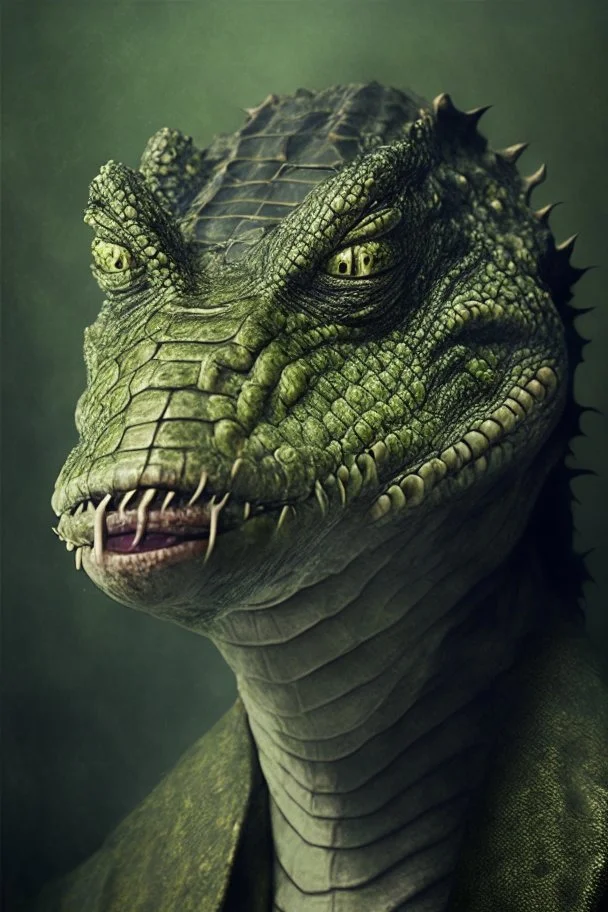 Portrait of human-crocodile hibrid