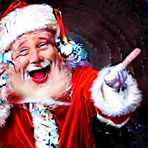 freaky Santa, laughing, with wings