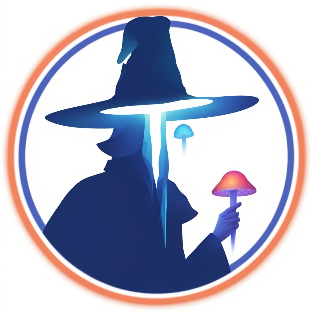 A wizard with a large wand in a magic forest full of big, outer worldly, alien mushrooms. Golden ratio, Digital Painting, Digital Art, Masterpiece, Profile Picture