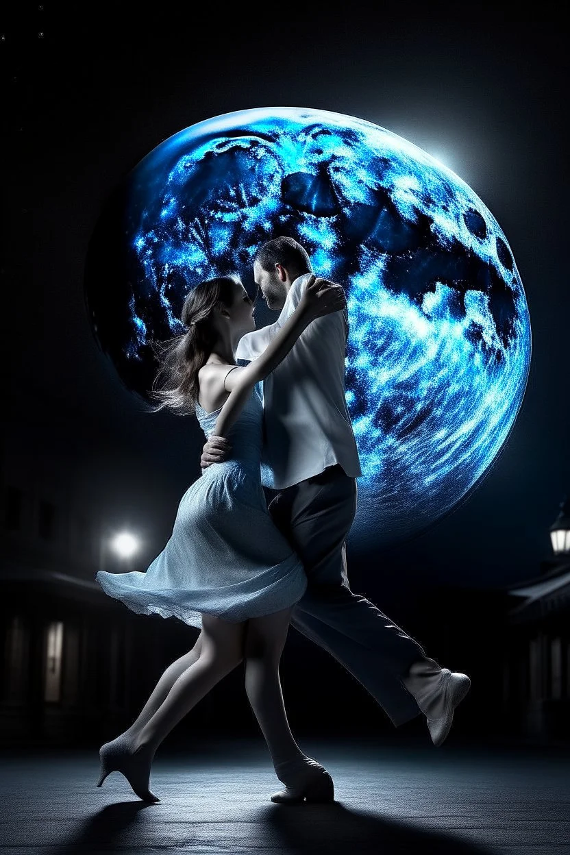 Poster song about dancing under the moon Photorealistic