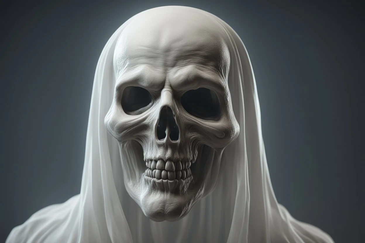 ghost head floating with no neck or body, 8k, high detail, smooth render, down-light, unreal engine