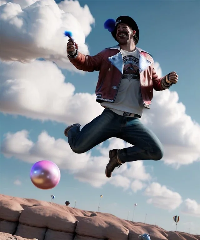 Ultra realistic speed clouds sky scene, wide angle view, strong men falling down with many Childs, circus clothing style, feather color clothing, free jumping flying, many trinkets, hair monster, many jelly beans, balls, color smoke, smile, happy, extreme, wind, clouds sea, 20,000 feet altitude, stratosphere, soft color, highly detailed, unreal engine 5, ray tracing, RTX, lumen lighting, ultra detail, volumetric lighting, 3d, finely drawn, high definition, high resolution.