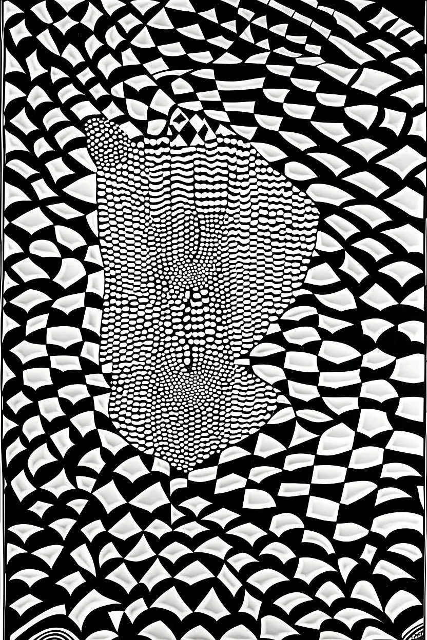 The Black Honeycomb Knight; Optical Art; Black and White, Bridget Riley; M.C. Escher, Victor Vasarely