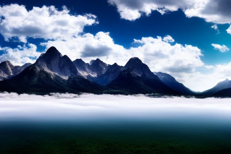 clouds and epic mountains near water, photography, ultra hd 4k, hyperrealism