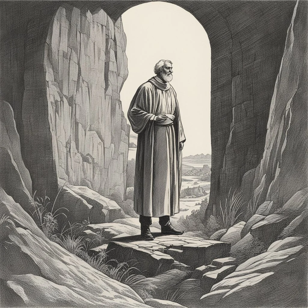 Original illustration by Stephen Fabian from The Scallion Stone by Canon Basil A. Smith