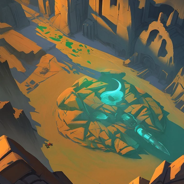 stylized,canyon,scifi,dungeons map,futuristic,roboquest,top view