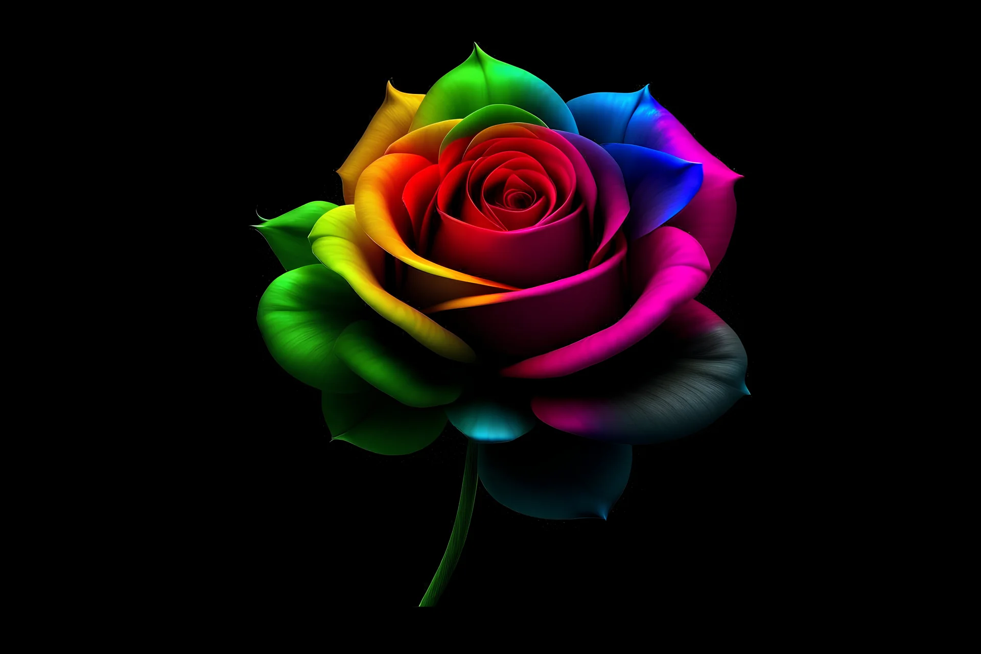 Create black rainbow rose and black background